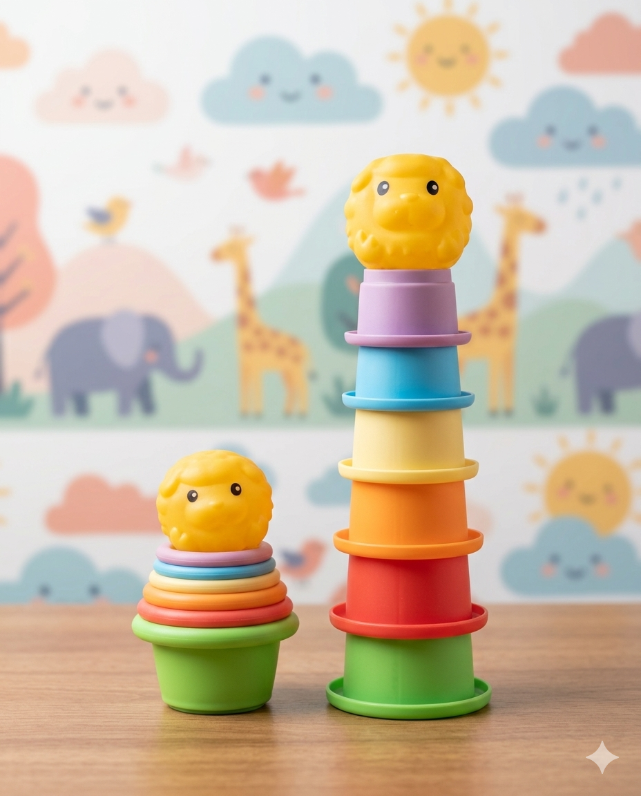 Nesting & Stacking Cup Set - Soft Rubber Material
