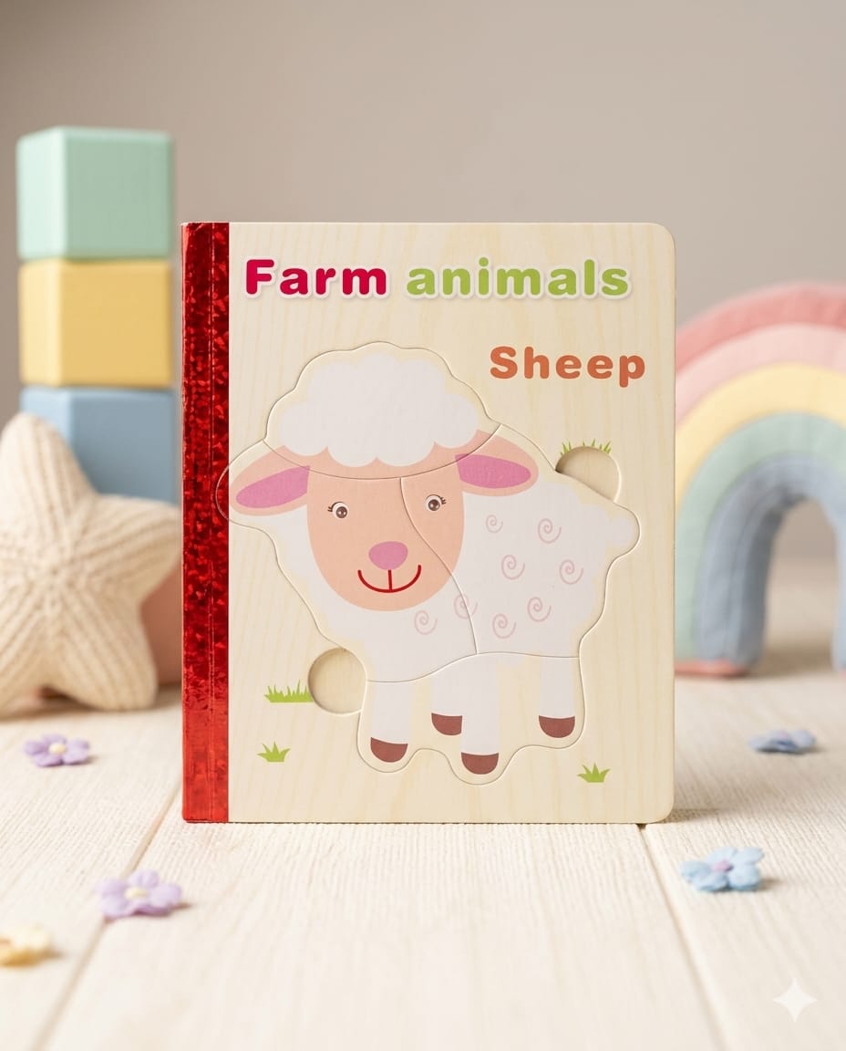 Wooden Farm Animals Puzzle Book